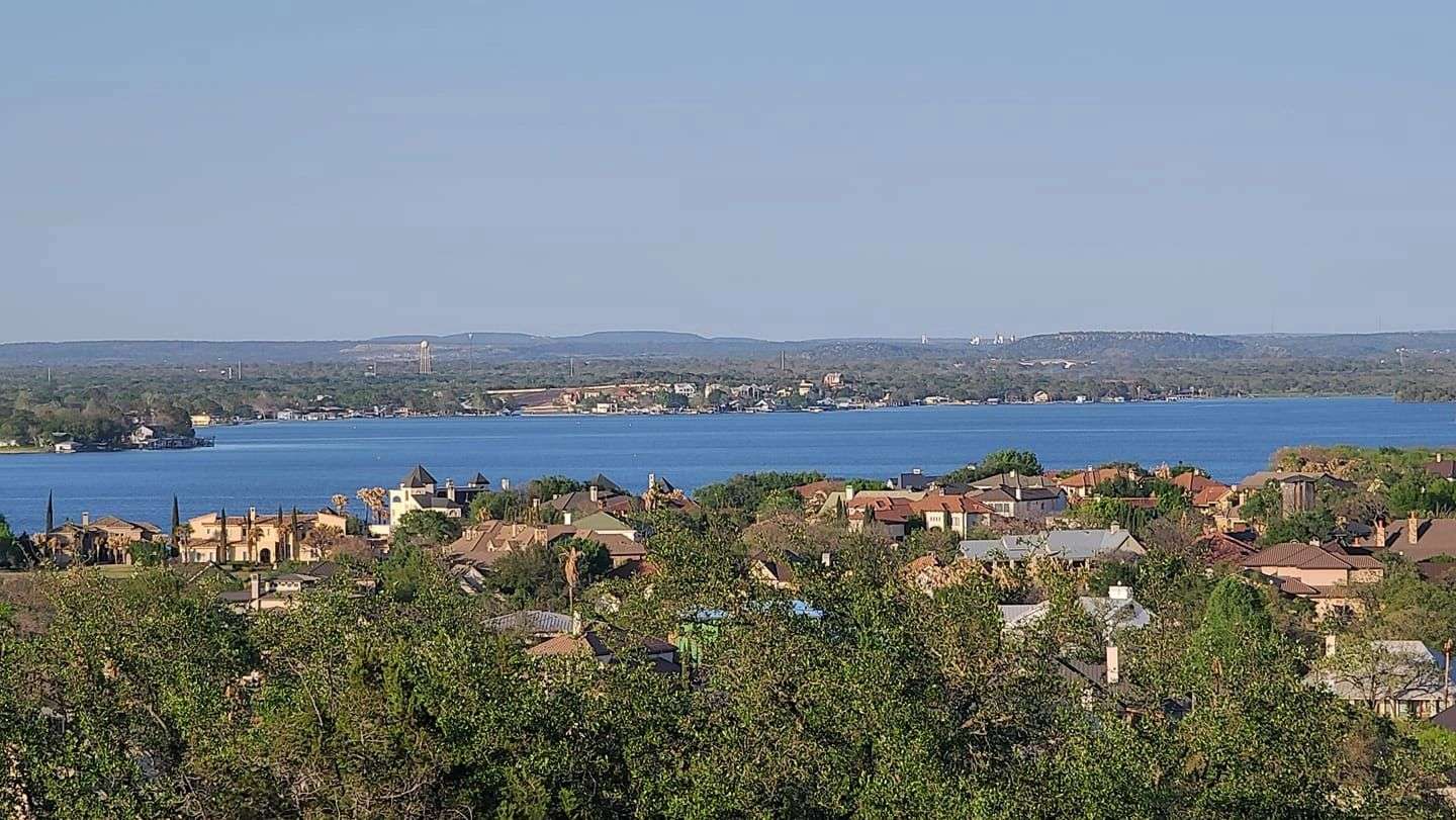 Lakefront homes along the shore of Lake LBJ in the Texas Hill Country
